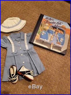 American Girl Doll Molly's RETIRED & VERY RARE Route 66 Outfit, book, shoes EUC
