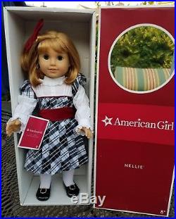American Girl Doll Nellie With Holiday Dress Outfit Mint In Box Pleasant Company