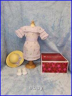 American Girl Doll Rebecca's Summer Outfit in Box Hat, Dress, and Shoes EUC