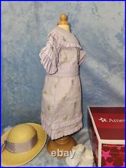 American Girl Doll Rebecca's Summer Outfit in Box Hat, Dress, and Shoes EUC
