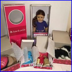 American Girl Doll SAIGE of the Year 2013 pierced ears Dog & Outfits Lot NRFB