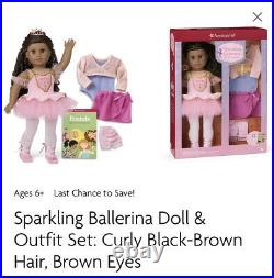 American Girl Doll SPARKLING BALLERINA & Outfit Set Curly Black Hair Brown Eyes