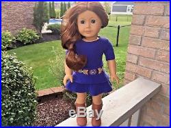 American Girl Doll Saige Meet Outfit + Extra Outfit Earrings Excellent Condition