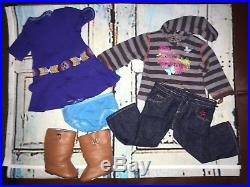 American Girl Doll Saige Meet Outfit + Extra Outfit Earrings Excellent Condition