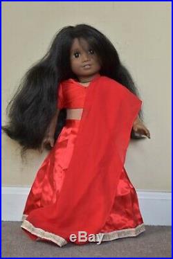 American Girl Doll Sonali with book and (non-AG) Sari Outfit
