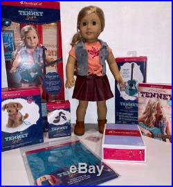 American Girl Doll Tenny Grant with Box, Guitar and 3 Outfits, Pet Dog Waylon LOT