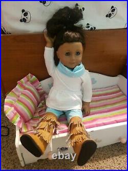American Girl Doll with outfits, exsessories, food, bed, and camping items