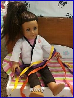 American Girl Doll with outfits, exsessories, food, bed, and camping items