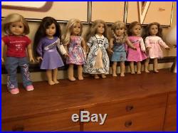 American Girl Dolls Lot of 7 Dolls with outfits and pierced ears
