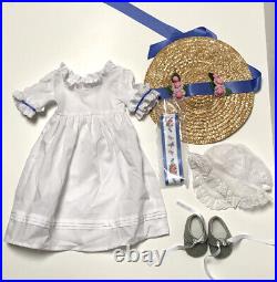 American Girl Felicity Summer Gown Outfit Complete Set DressHatShoesSash