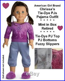American Girl GOTY CHRISSA's CRAFT STUDIO Table & PAJAMAS OUTFIT LOT Retired NEW