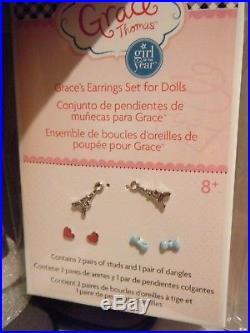 American Girl GRACE THOMAS DOLL GOTY Meet Outfit Bracelet + Pierced Ears NEW 18