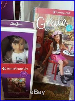 American Girl GRACE THOMAS Doll Bracelet Book NEW Box Gifts mini & 2 outfits