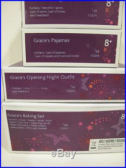 American Girl Grace Lot-Baking Outfit & Set, Opening Night, Apron, Welcome Gifts, PJ
