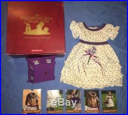 American Girl Kirsten Midsummer Outfit with Purple Dotted Dress, Basket, Cards