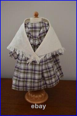 American Girl Kirsten Promise Dress & Shawl Outfit Purple Plaid EUC Rare Retired