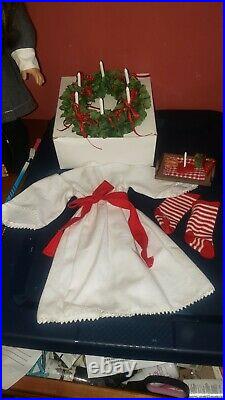 American Girl Kirsten St Lucia Outfit, head piece and red boots