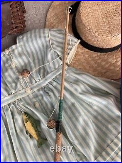 American Girl Kirsten Summer Story Dress, Hat, Fishing Basket, Fish Pole, Shoes