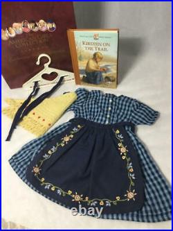 American Girl Kirsten's Checked Dress & Apron-On The Trail Outfit + Book-NEW
