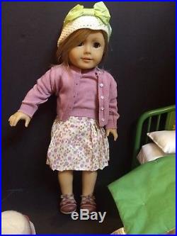American Girl Kit Kiteridge doll, retired meet outfit, school outfit, and bed
