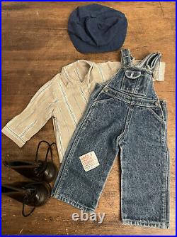 American Girl Kit Kittredge 5 pc Retired Overall Hobo Outfit in VGUC