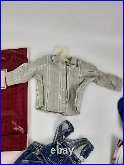 American Girl Kit Kittredge Hobo Denim Overalls Jeans Shirt Outfit Retired 2001