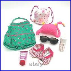 American Girl Maryellens Flamingo Swim Outfit & AG Swim Accessories