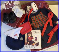 American Girl Molly Meet Outfit COMPLETE hair Ribbons, Penny, Purse, Hat, Hankie