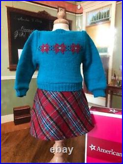 American Girl Molly Poinsettia sweater and skirt outfit, excellent condition