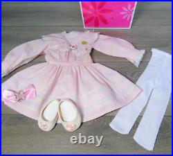 American Girl NELLIE SPRING PARTY DRESS Heart Necklace Barrette Shoes Tights Box