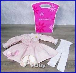 American Girl NELLIE SPRING PARTY DRESS Outfit Heart Necklace Barrette Shoes BOX