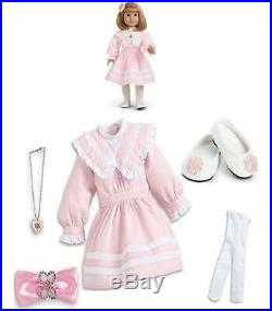 American Girl NELLIE SPRING PARTY DRESS Outfit Heart Necklace Barrette Shoes BOX