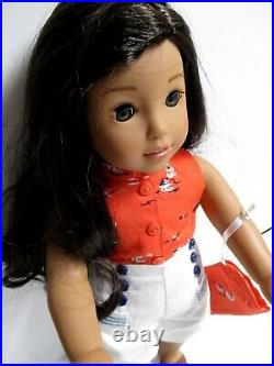 American Girl Nanea Hawaiian Doll Long Black Hair Green Eyes Meet Outfit & Book