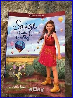 American Girl Saige 2013 girl of the year 18, three outfits, jewelry, and books