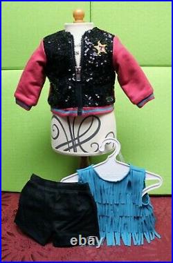 American Girl TENNEY GRANT Sequined Tour Jacket, Fringed Top, Tour Outfit Shorts