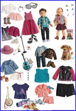 American Girl Tenney Grant & Logan Doll Outfits + Accessories Lot NEFB RARE