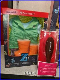 American Girl Z Yang Doll with Rainy Day Outfit AND Hairbrush NEW