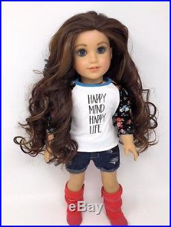 American Girl Zoey OOAK Custom Doll Curly Brown Hair Blue Eyes New Outfit