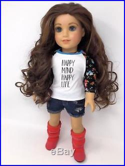 American Girl Zoey OOAK Custom Doll Curly Brown Hair Blue Eyes New Outfit