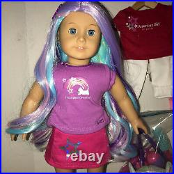 American Girl doll Custom Unicorn Fantasy Wig New AG Outfit Blue Eyes & Extras