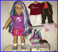 American Girl doll Custom Unicorn Fantasy Wig New AG Outfit Blue Eyes & Extras