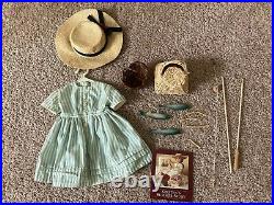 American Girl doll Kirsten Fishing Outfit, Straw hat & accessories RETIRED
