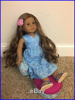 American girl doll Kanani with outfit and chair great condition