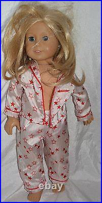 American girl doll blonde hair light skin blue eyes wearing pajamas