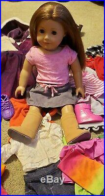 American girl doll lot, Brown hair, Brown eyes with lots of Outfits, and Shoes