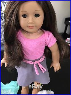 American girl just like you hazel/green eyes, dark hair, lots of outfits and pet