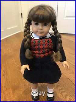 American girl molly doll meet outfit sweater skirt bloomers socks shoes