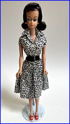 Barbie Fashion Queen Doll with American Girl Wig & Black Print Outfit, Belt Shoes