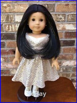 Custom Asisn American Girl Doll with Glitter Hair And Ice Skating Outfit