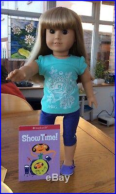 Gorgeous American Girl Doll In Tropical Bloom Outfit And Sneakers With Book